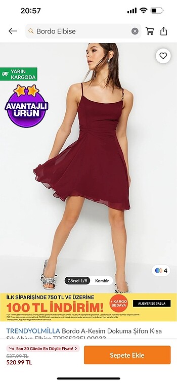 TrendyolMilla Bordo elbise