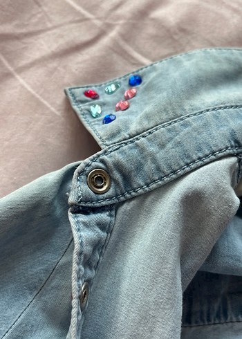 çıt çıtlı taşlı çocuk Gömlek - Görsel 4