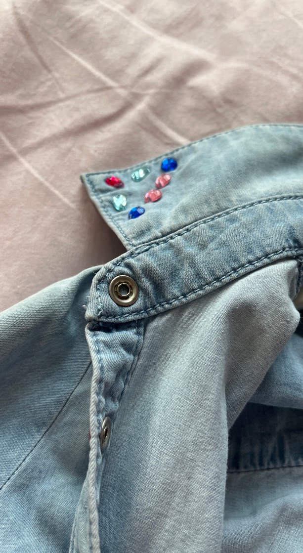 çıt çıtlı taşlı çocuk Gömlek - Görsel 4