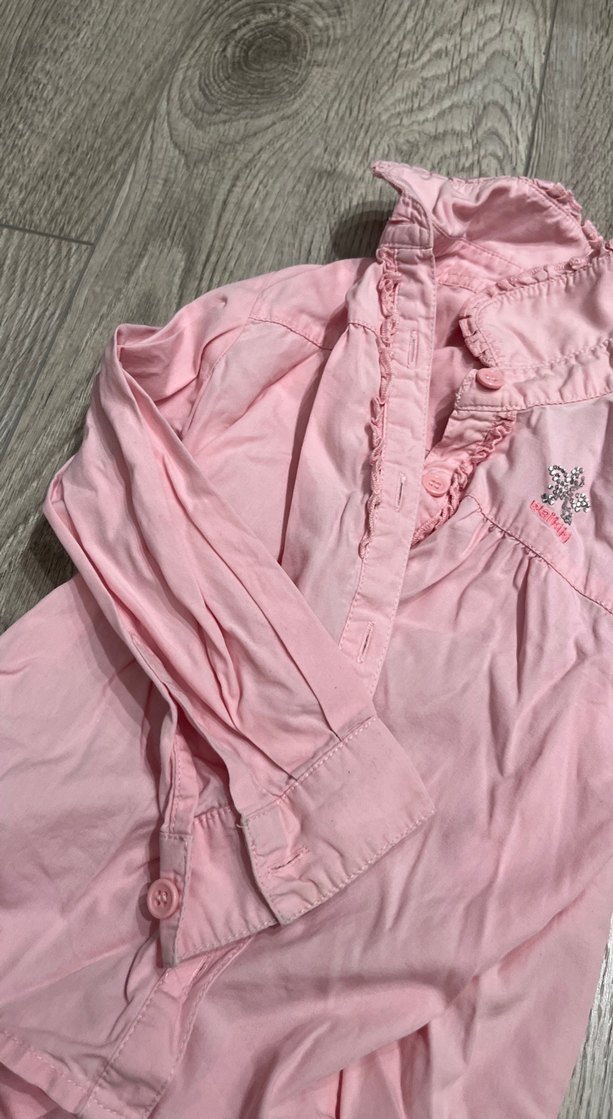 Pembe Fırfırlı Kız Gömlek - Görsel 2