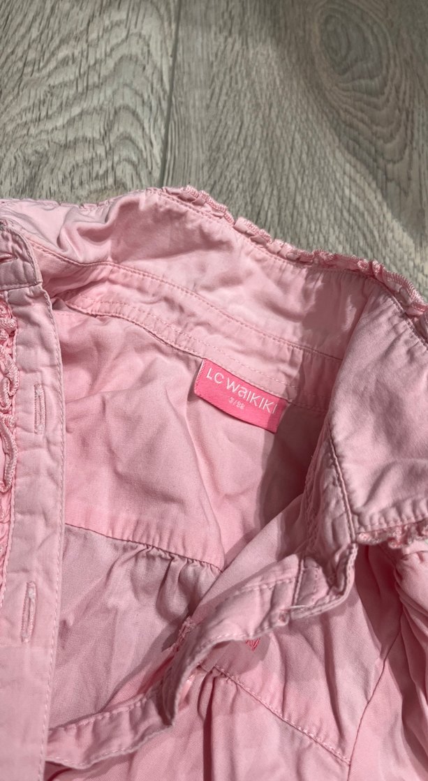 Pembe Fırfırlı Kız Gömlek - Görsel 3