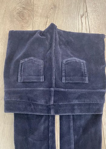 Koyu Mavi Kız kadife Tayt - Görsel 2