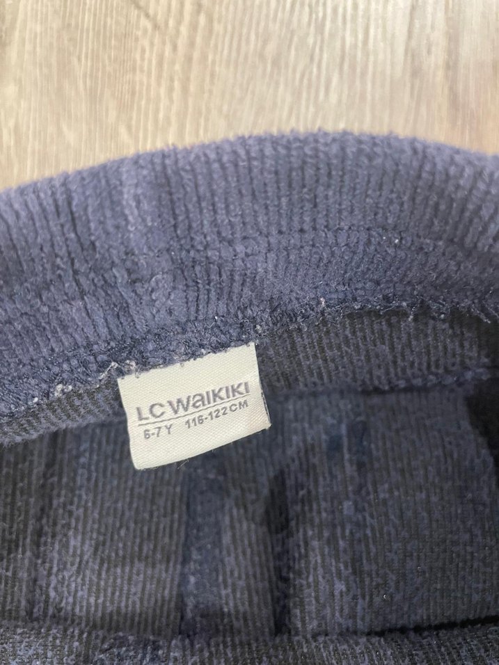 Koyu Mavi Kız kadife Tayt - Görsel 3