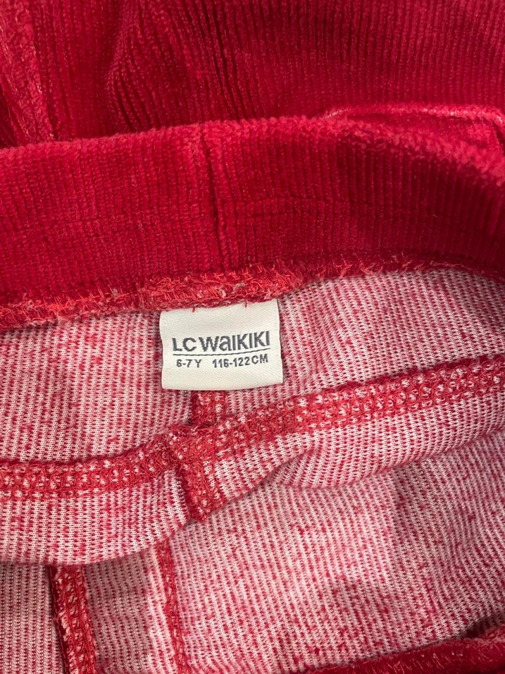 Kız Çocuk Kırmızı kadife Tayt - Görsel 3