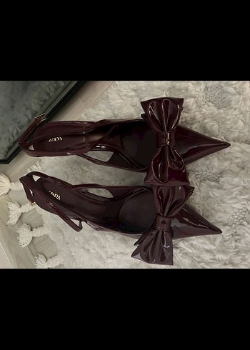 40 Beden Bordo Fiyonklu Stiletto Topuklu Kadın Ayakkabı Zara