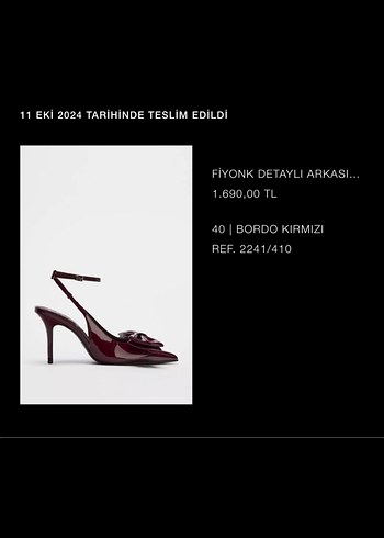 Bordo Fiyonklu Stiletto Topuklu Kadın Ayakkabı Zara