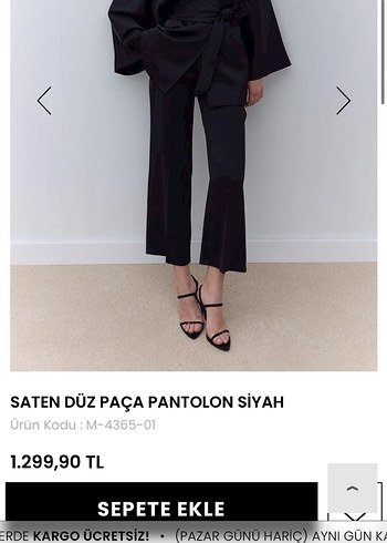 MANUKA Saten Siyah Düz Paça Pantolon