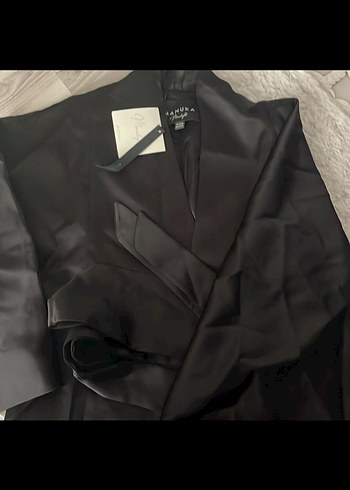 Zara MANUKA Siyah Midi Kimono Kuşaklı V Yaka