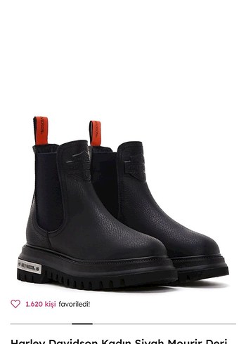Siyah Deri Kadın Platform Bot Velcro HARLEY DAVIDSON