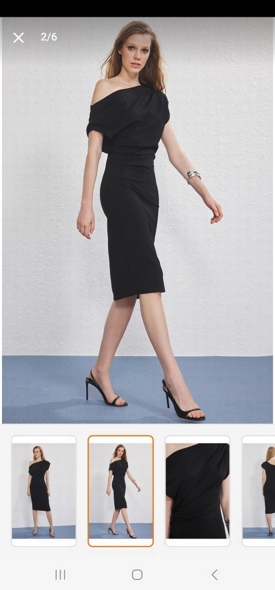 Siyah Drapeli Straplez Kalem Elbise - Görsel 2