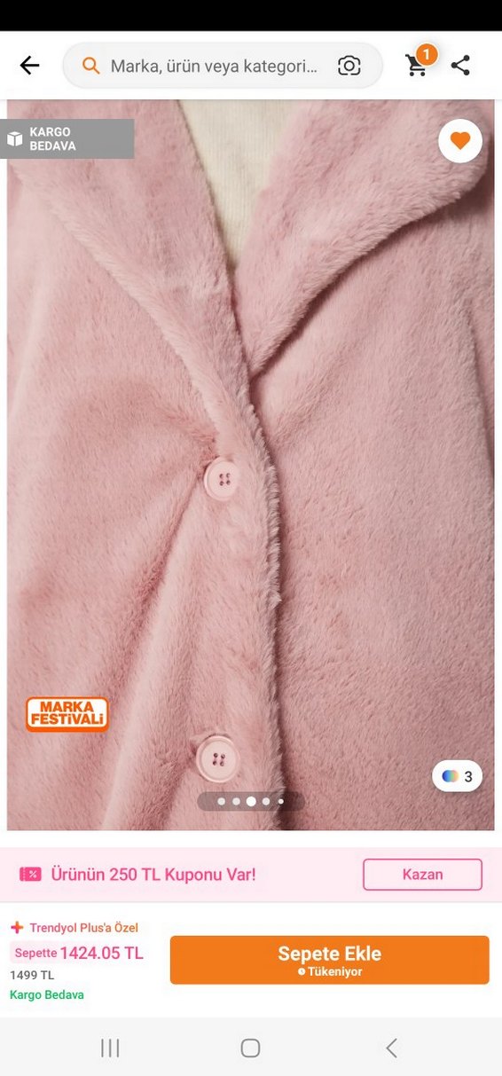 Pembe Peluş Kürk Kadın Midi Kaban - Görsel 3