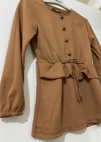 Kahverengi Uzun Kollu Kız Bluzu - Görsel 2