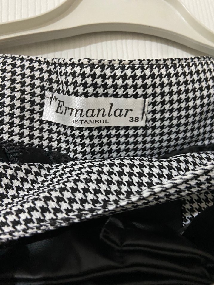 Kemerli Uzun Ekose Desenli Kadın Etek - Görsel 3