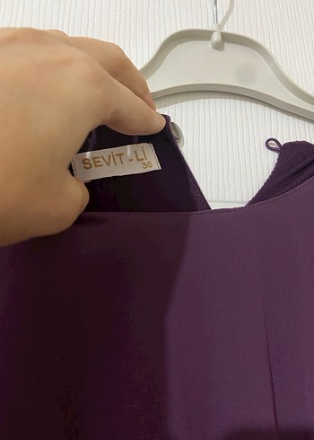 Mor Uzun Kollu Piliseli Kadın Elbise - Görsel 3