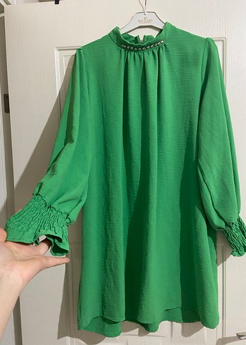 Yeşil Piliseli Bohem Midi Tunik - Görsel 2