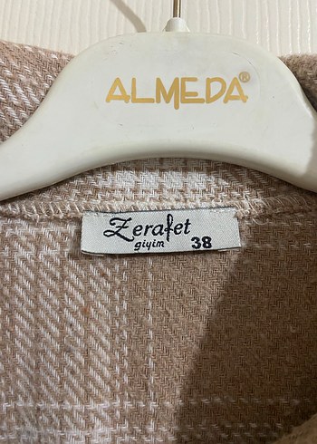 Bej Ekose Düğmeli Kadın Gömlek - Görsel 3