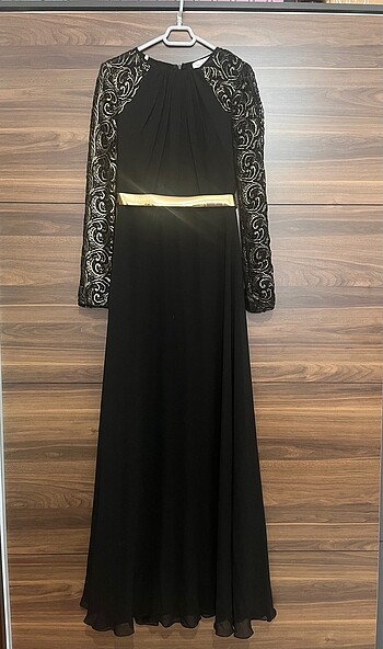 Siyah gold güpürlü abiye
