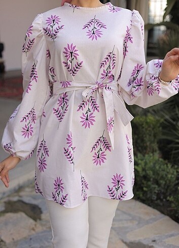 Desenli tunik mor 