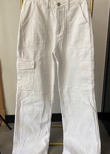 Beyaz Kadın Street Wear Loose Fit Pantolon