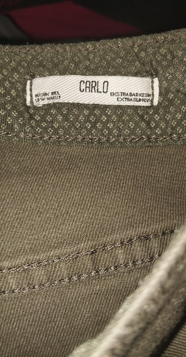 Erkek Haki Baskılı Fermuarlı Pantolon - Görsel 3