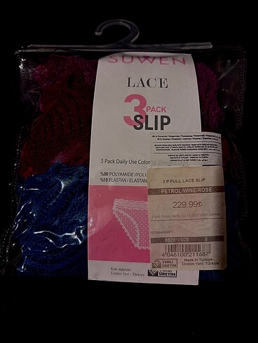 s Beden Suwen 3?lü dantelli slip külot