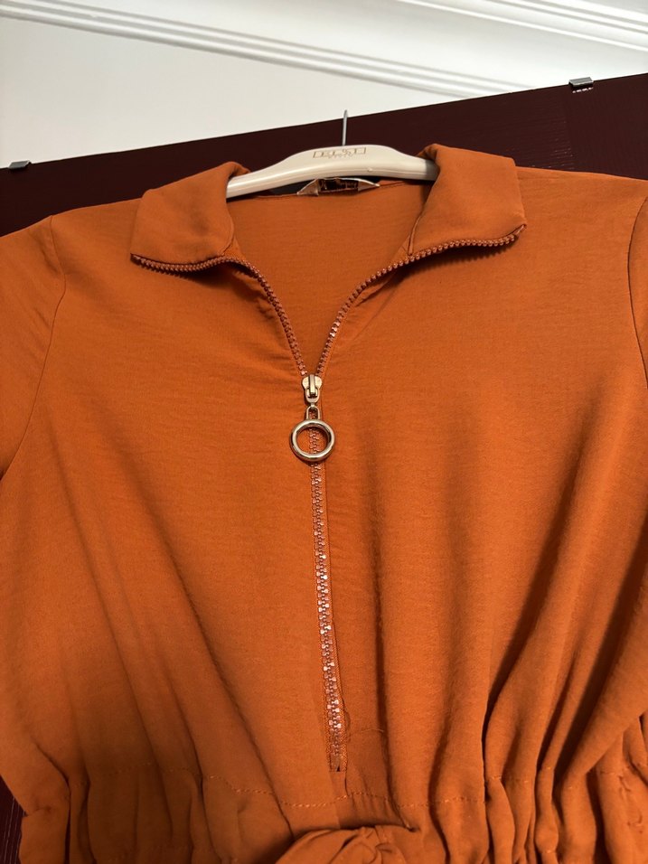 Kahverengi Uzun Kollu Kemerli Tunik - Görsel 3