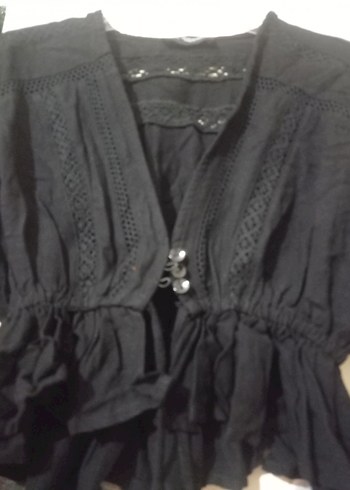 diğer Beden siyah Renk Siyah Kemerli Uzun Kollu Gotik Bluz