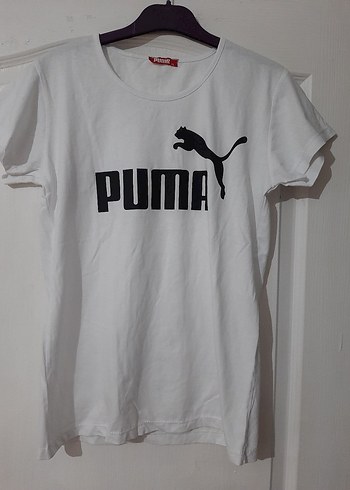 Puma Beyaz Siyah Logo Tisort