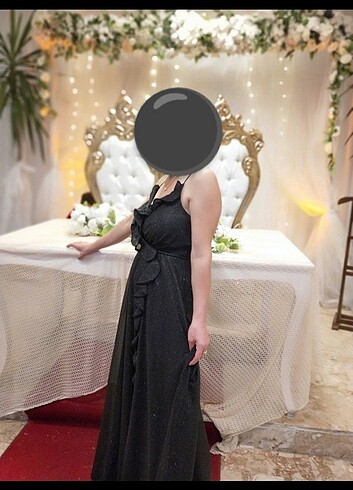 Diğer Askılı simli abiye gece elbisesi