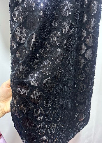 Kadın Siyah Yılan Desenli Kısa Abiye - Görsel 3