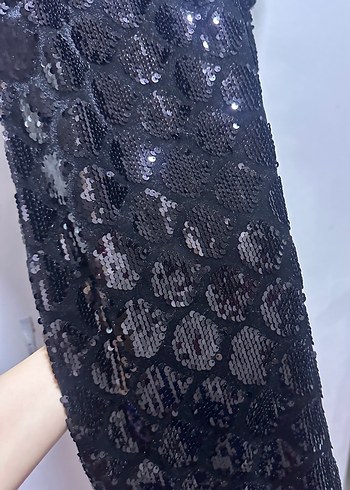 Kadın Siyah Yılan Desenli Kısa Abiye - Görsel 4