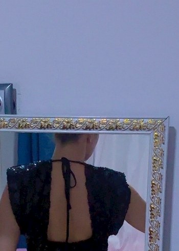 Kadın Siyah Yılan Desenli Kısa Abiye - Görsel 5