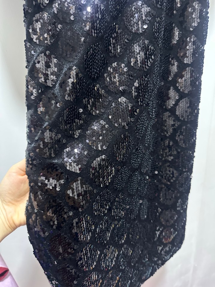 Kadın Siyah Yılan Desenli Kısa Abiye - Görsel 3