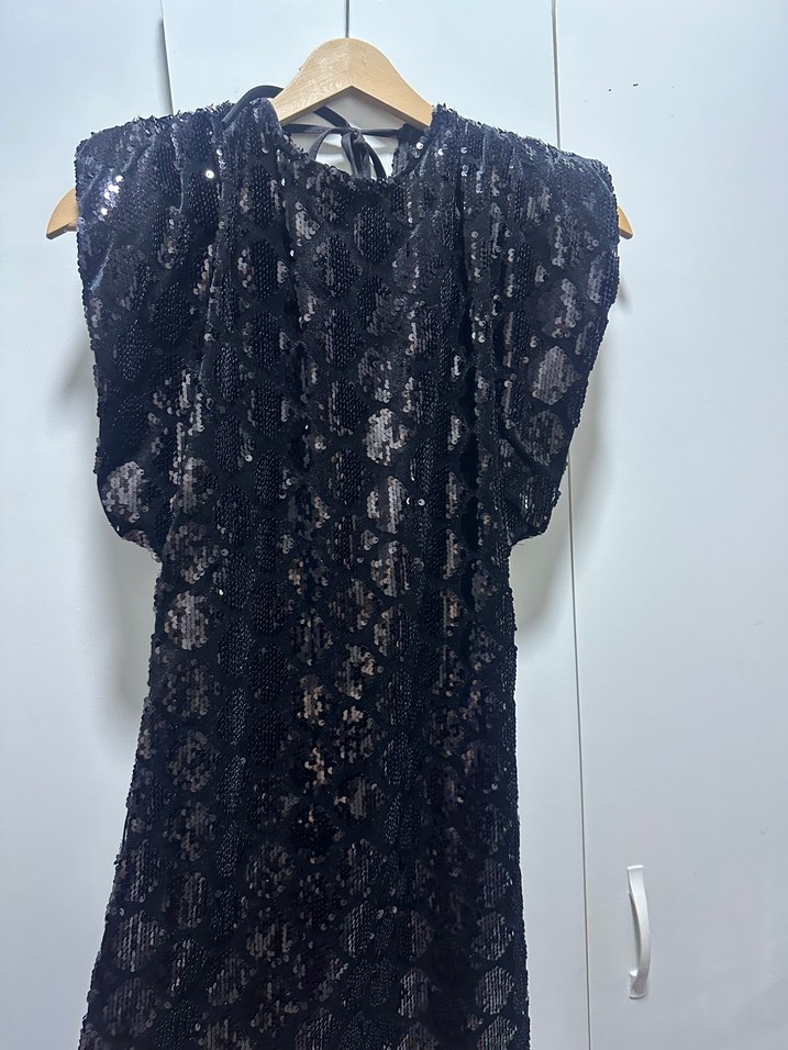 Kadın Siyah Yılan Desenli Kısa Abiye - Görsel 2