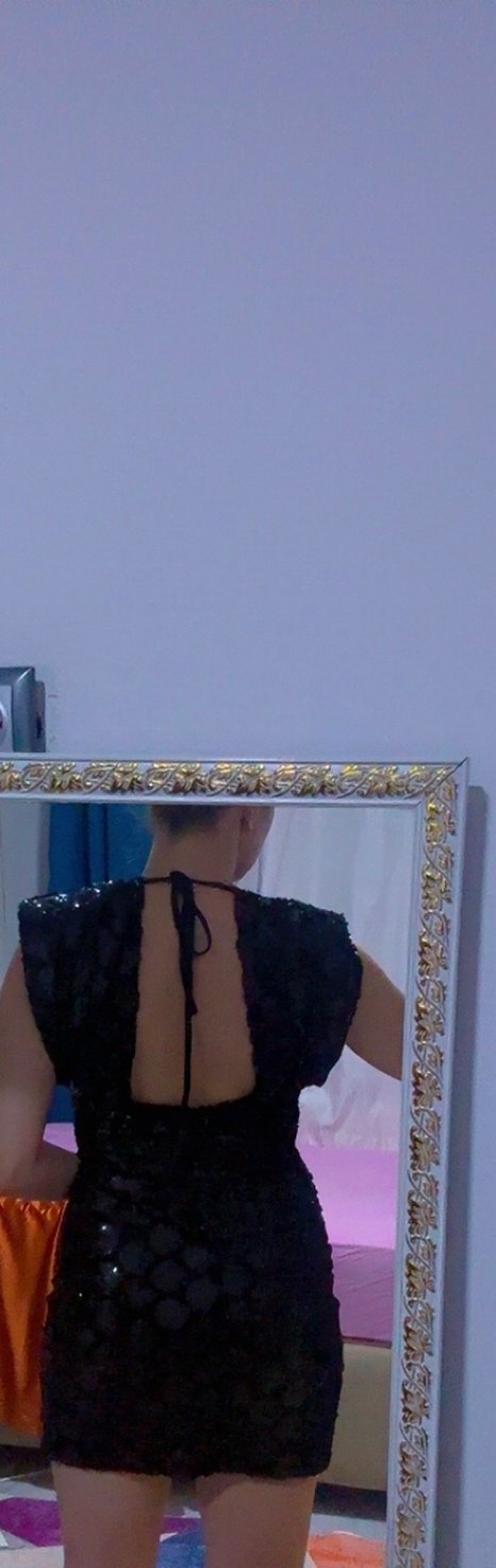 Kadın Siyah Yılan Desenli Kısa Abiye - Görsel 5