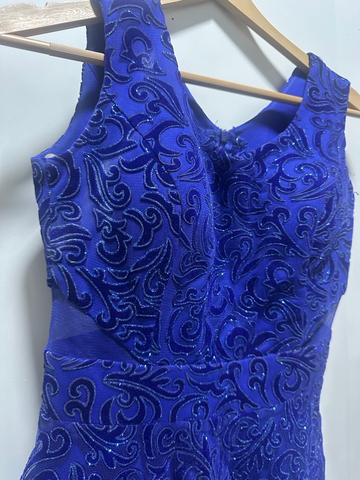 Dantel İşlemeli Kısa Mavi Abiye Elbise - Görsel 2