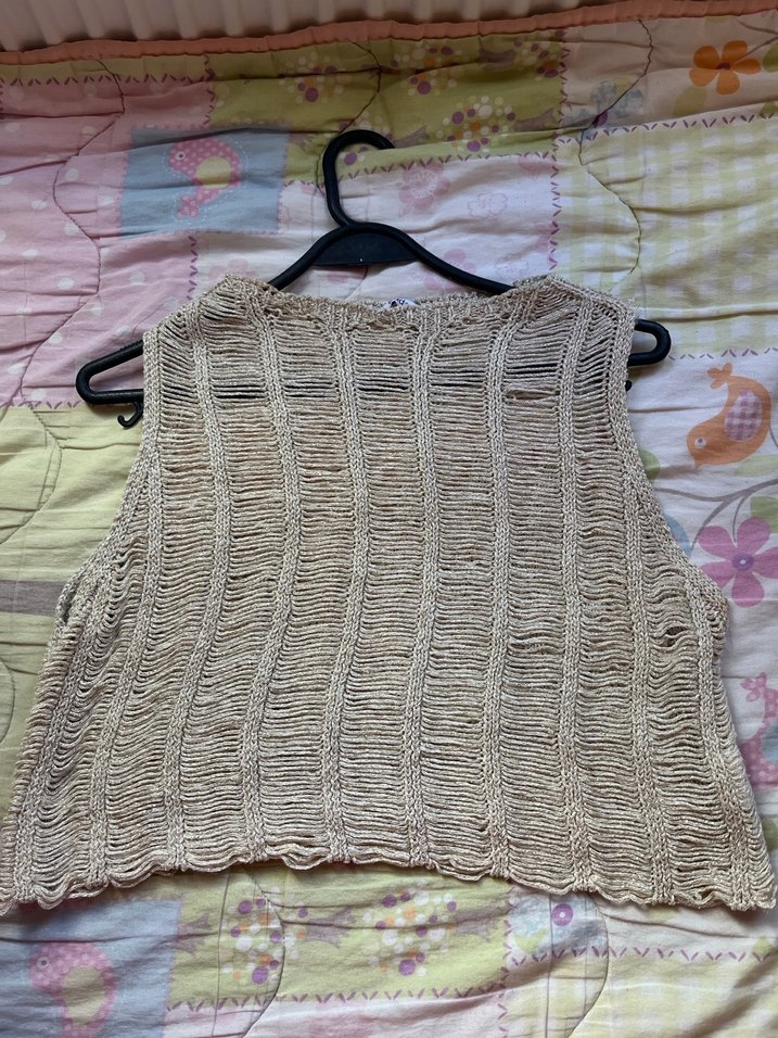 Bej Kadın Triko Kolsuz Süveter - Görsel 2