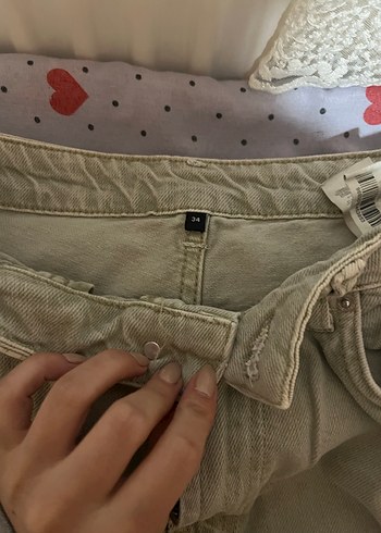 Bej Kadın Bol Kesim Midi Boy Jean - Görsel 2