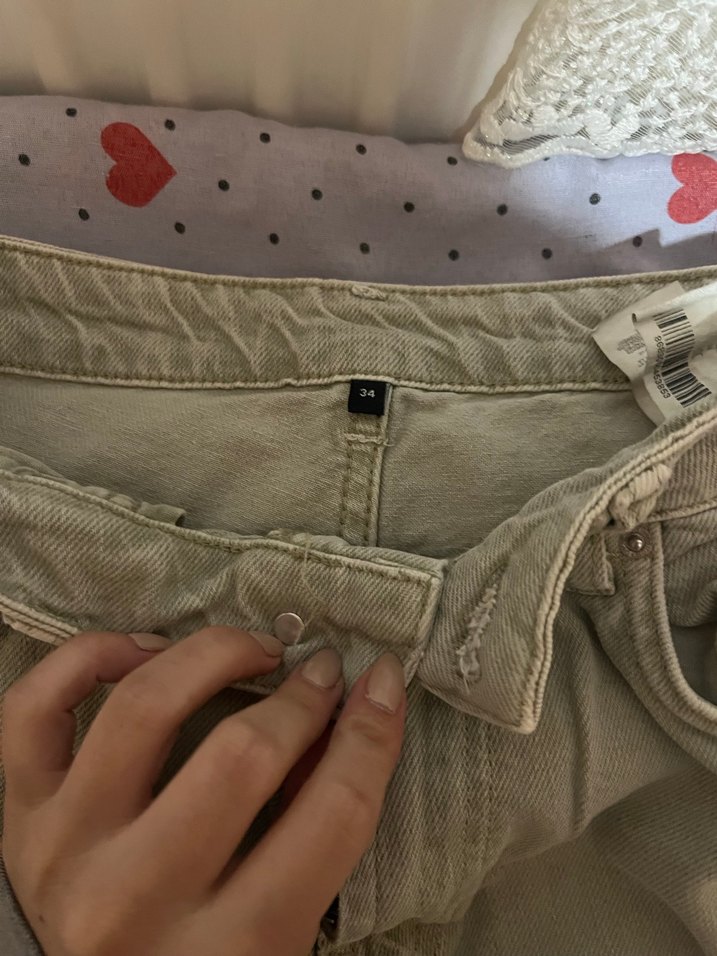 Bej Kadın Bol Kesim Midi Boy Jean - Görsel 2