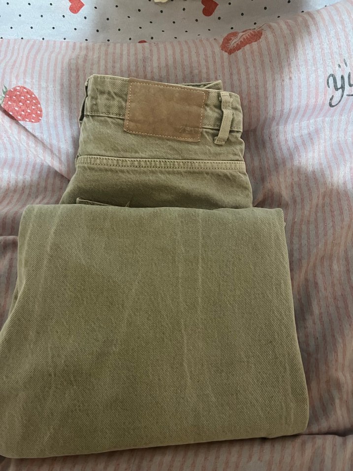 Bej Düğmeli Bol Kesim Midi Kadın Kot Pantolon - Görsel 3