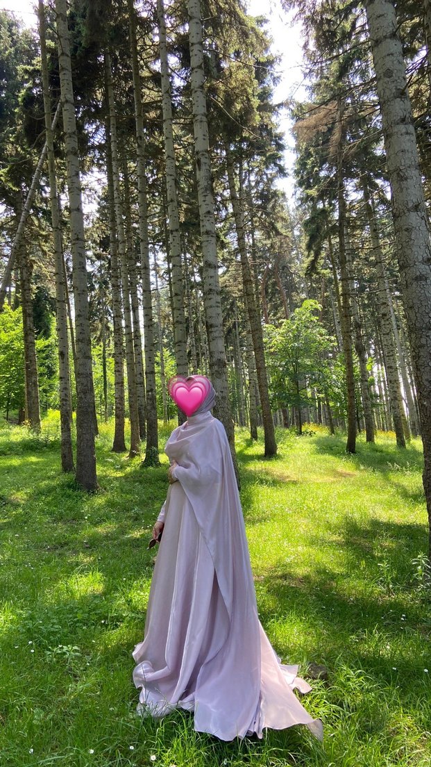 Pembe Uzun Kollu Drapeli Abiye Elbise - Görsel 4