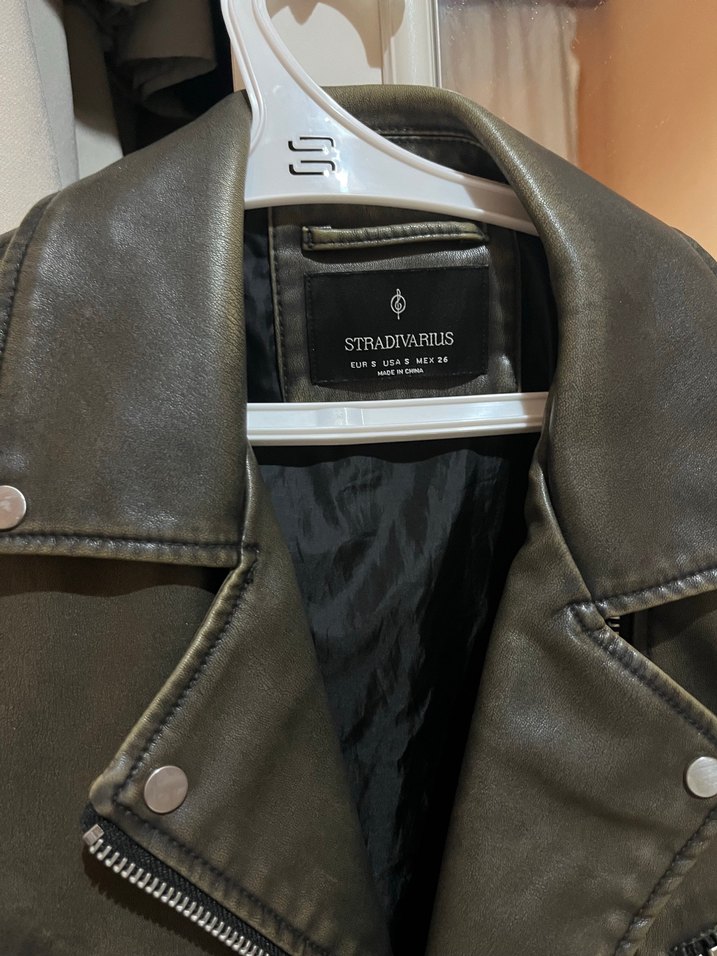 Kahverengi Deri Biker Ceket - Görsel 2