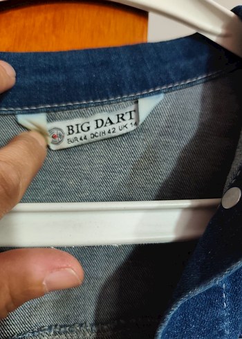 Diğer Düğmeli Mavi Denim Midi Ceket