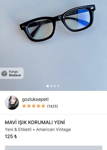 American Vintage Siyah Mavi Işık Koruyucu Gözlük - Görsel 3