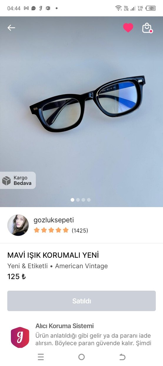 American Vintage Siyah Mavi Işık Koruyucu Gözlük - Görsel 3