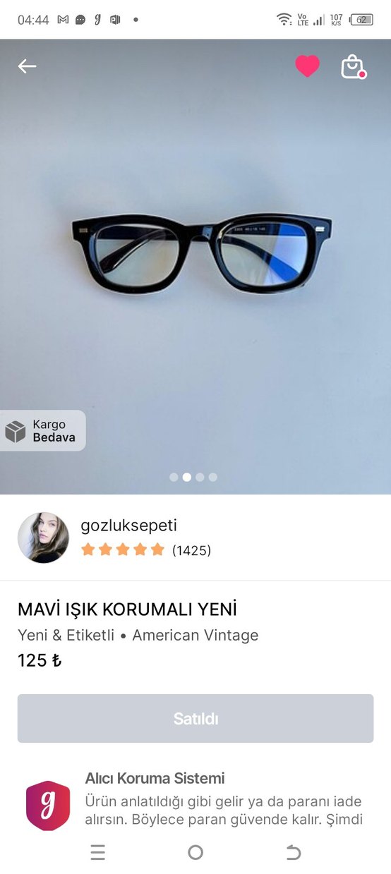 American Vintage Siyah Mavi Işık Koruyucu Gözlük - Görsel 2