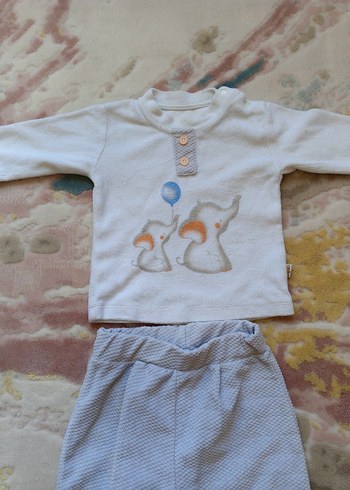 18-24 Ay Beden mavi Renk toplu satış 2 kadife takım 2alt pijama 1 üst 1 pijama takımı