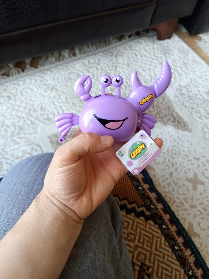 Beyaz Peluş Ayı Oyuncak kurmalı Yengeç, kurbağa, kaplumbağa - Görsel 3