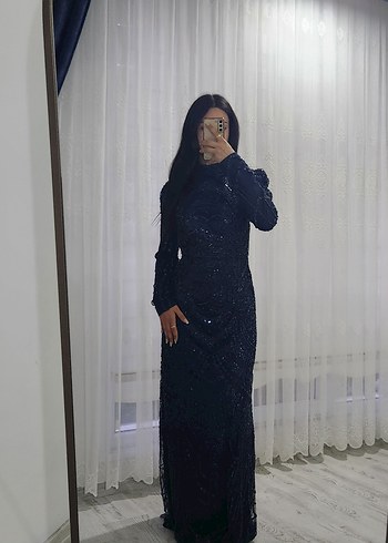 Uzun Kollu Siyah Gotik Kadın Abiye Elbise
