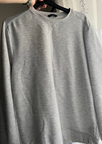 l Beden Gri Kadın Sweatshirt Uzun Kollu Basic